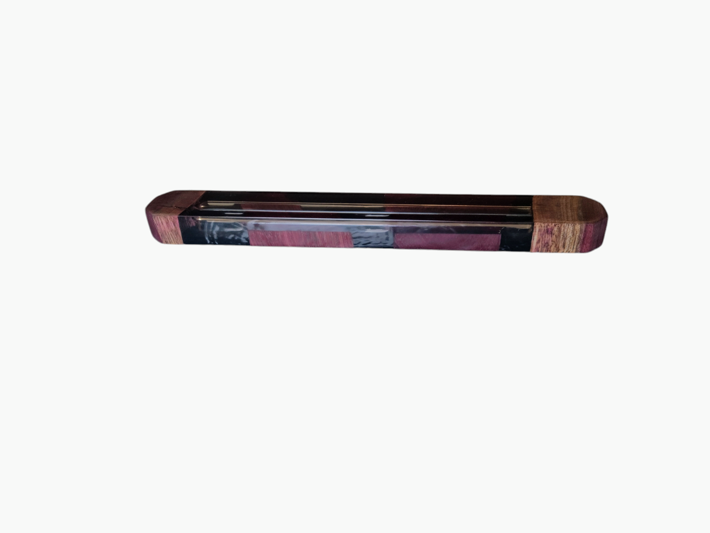 Mezuzah Holder Purple Heard Black and Clear Epoxy