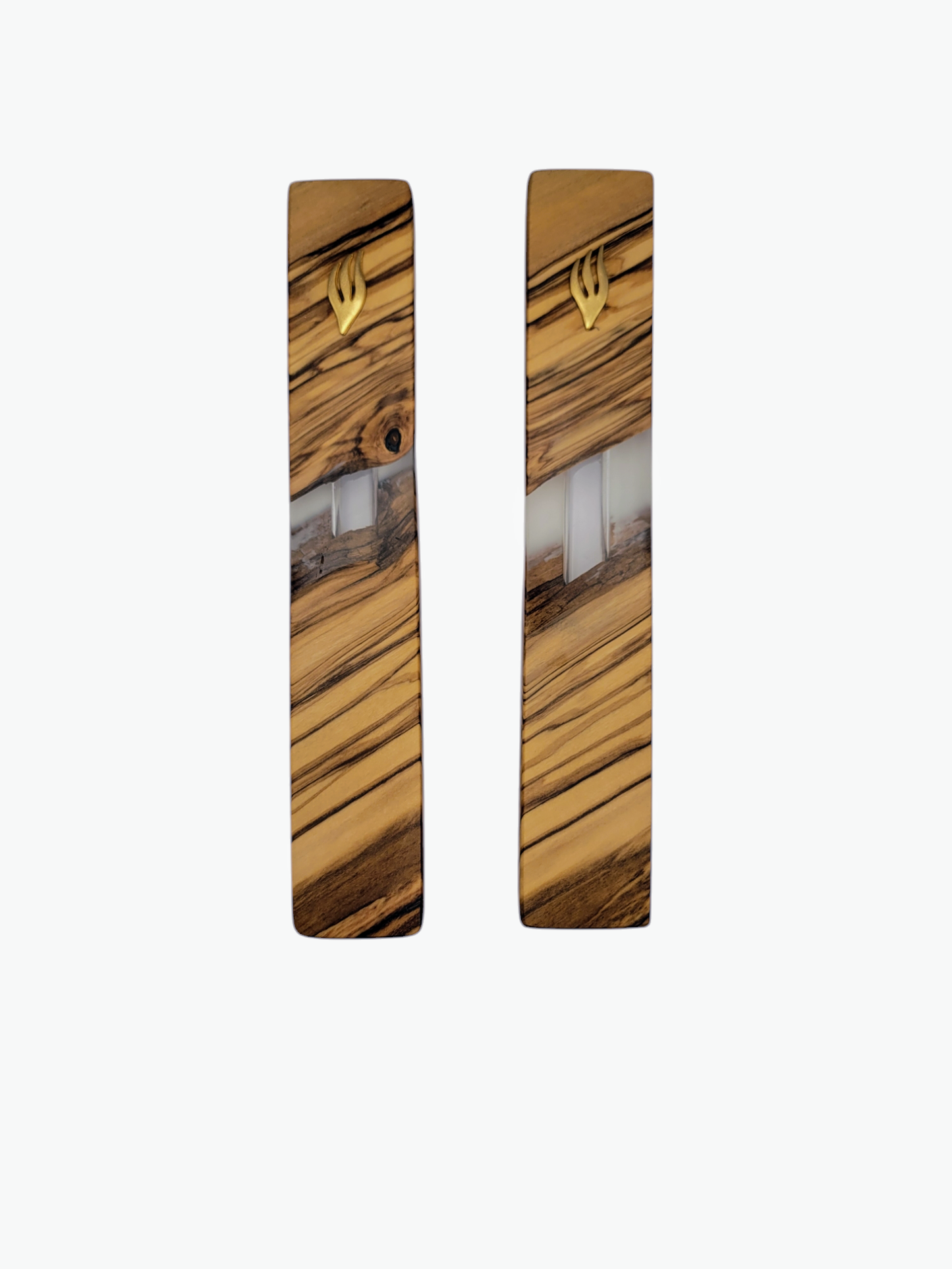 Mezuzah Holder Olive Wood - Clear Epoxy