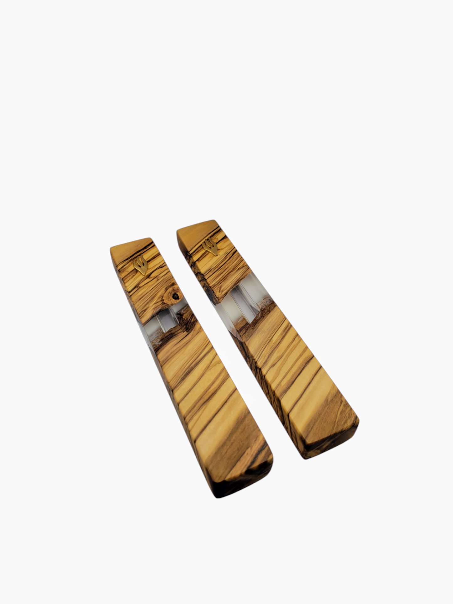 Mezuzah Holder Olive Wood - Clear Epoxy
