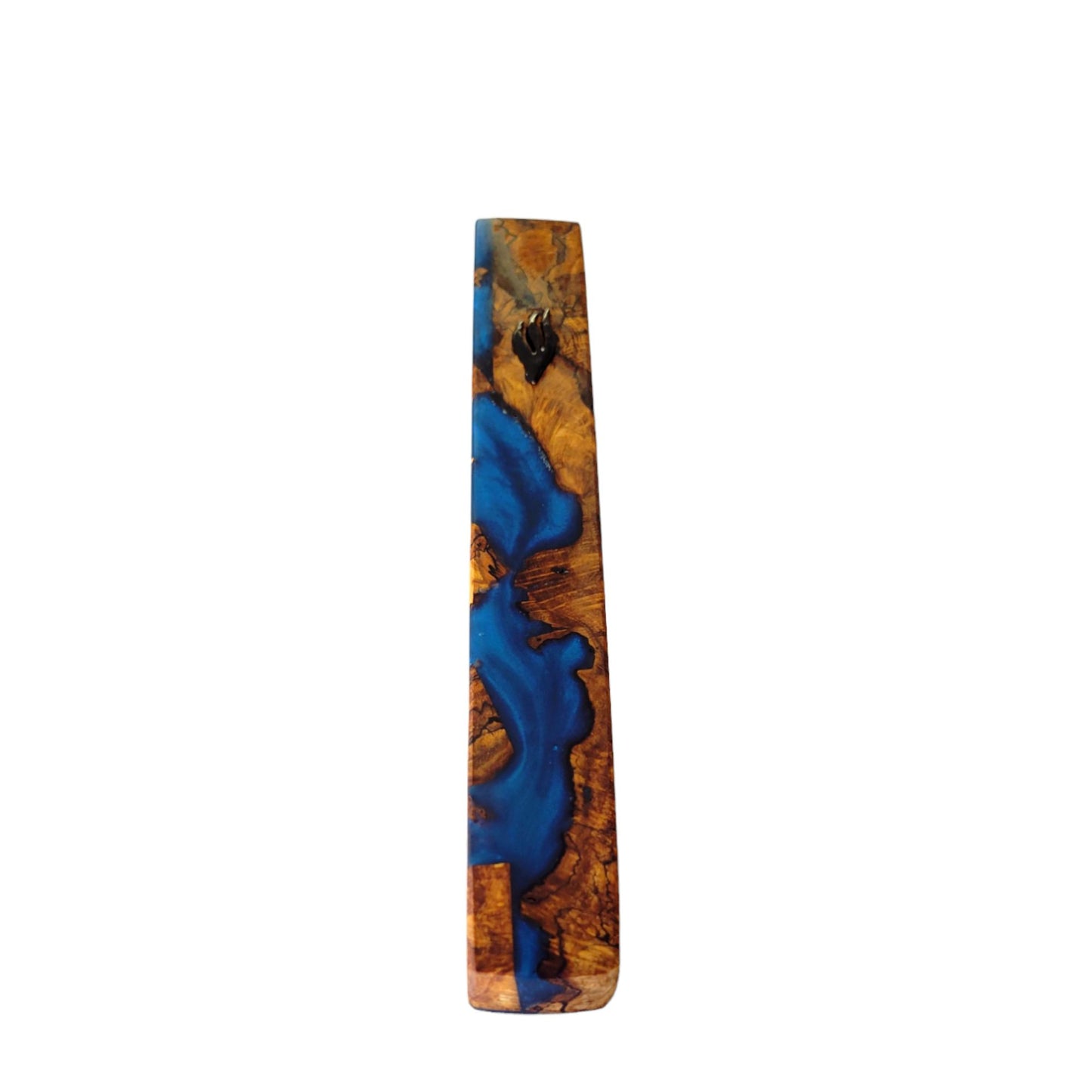 Mezuzah Holder Rustic Wood And Dark Blue Epoxy
