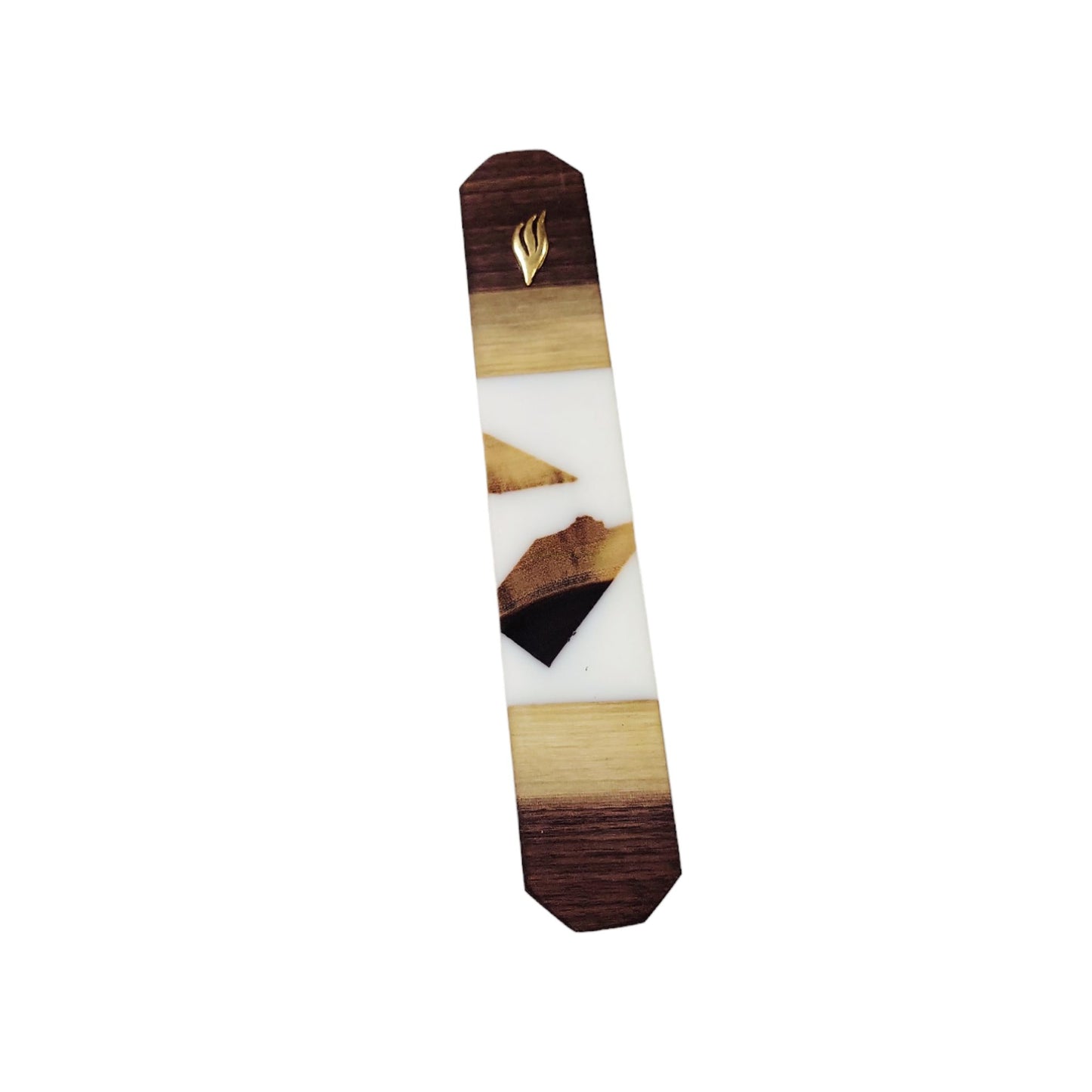 Mezuzah Holder Pieces of Walnut Wood With White Epoxy