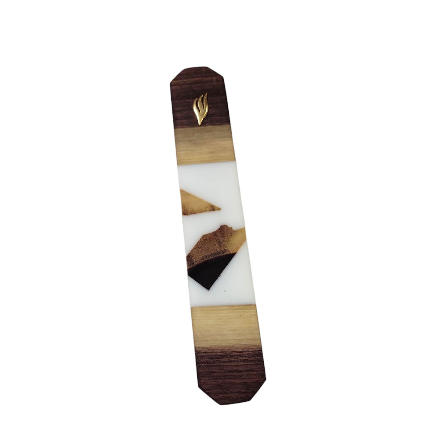 Mezuzah Holder Pieces of Walnut Wood With White Epoxy