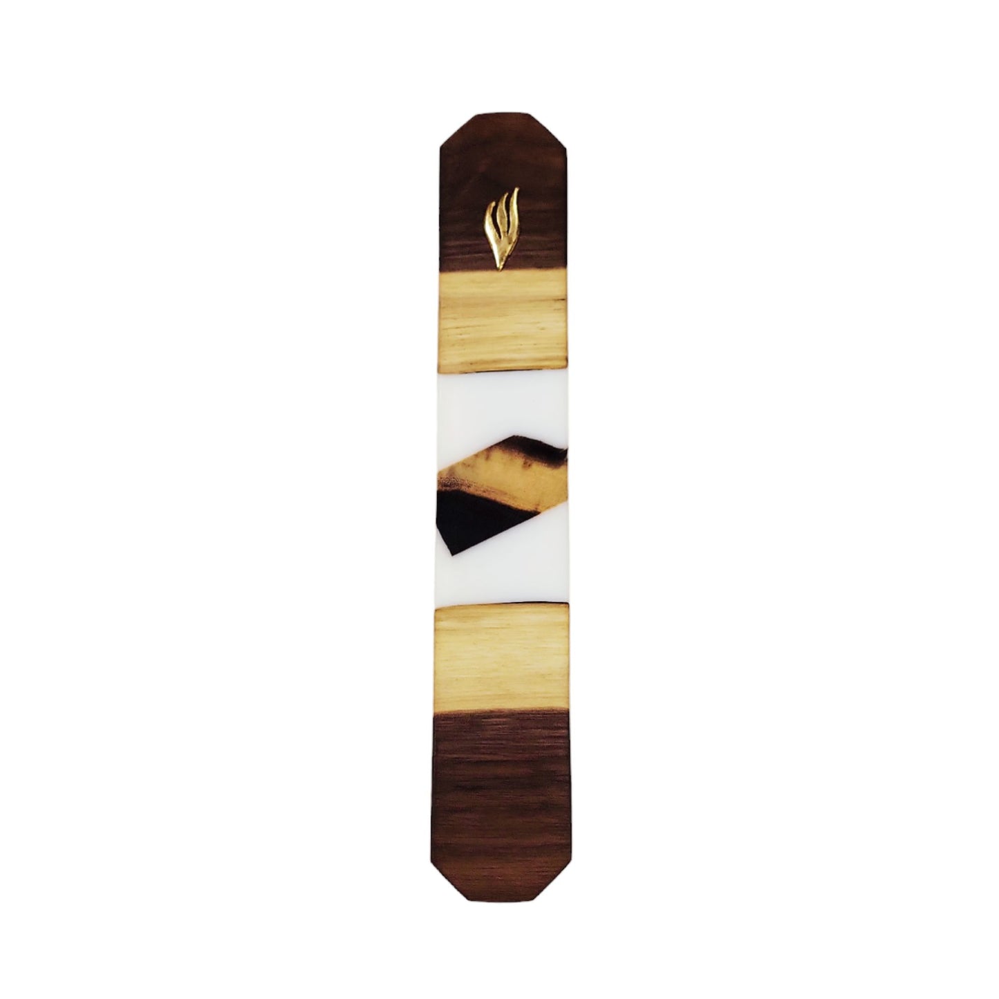 Mezuzah Holder Pieces of Walnut Wood With White Epoxy