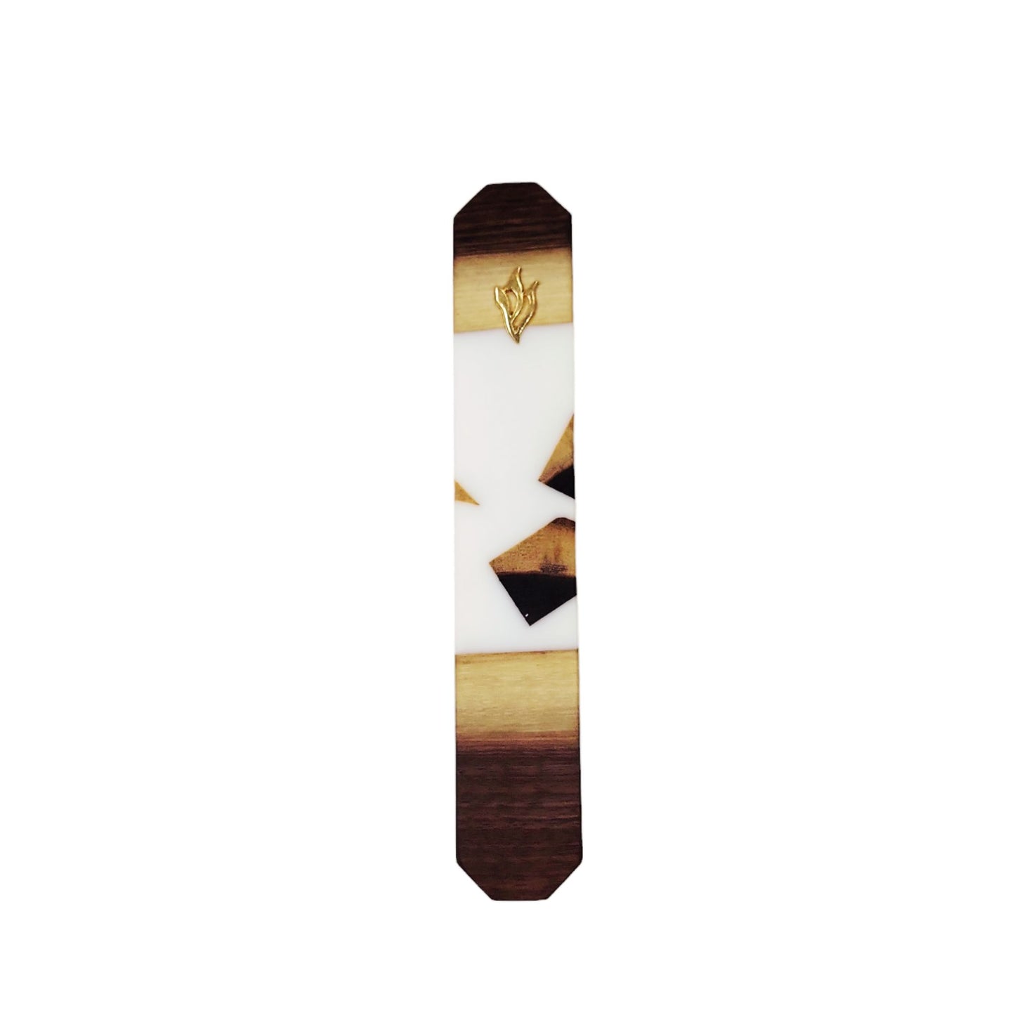 Mezuzah Holder Pieces of Walnut Wood With White Epoxy