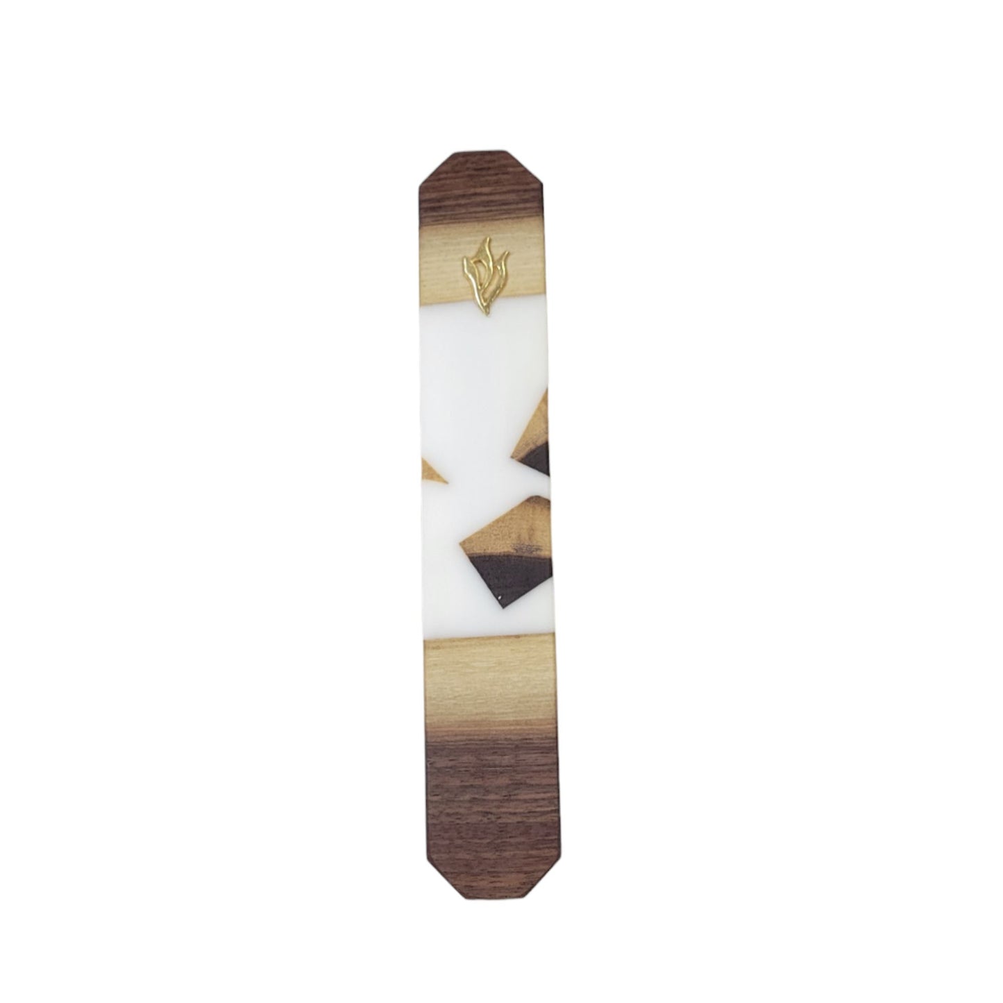 Mezuzah Holder Pieces of Walnut Wood With White Epoxy