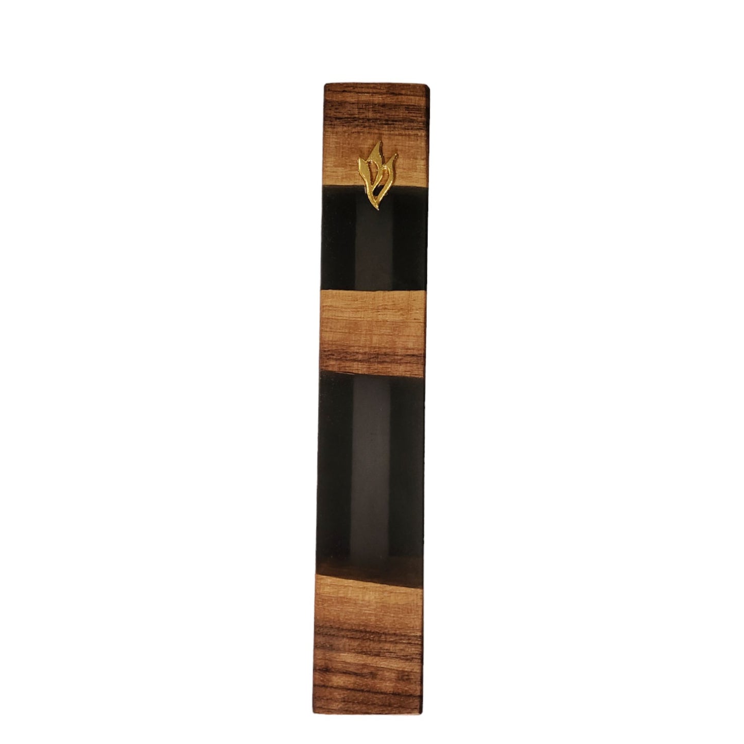 Mezuzah Holder Pieces Of Walnut Wood With transparent light Black Epoxy