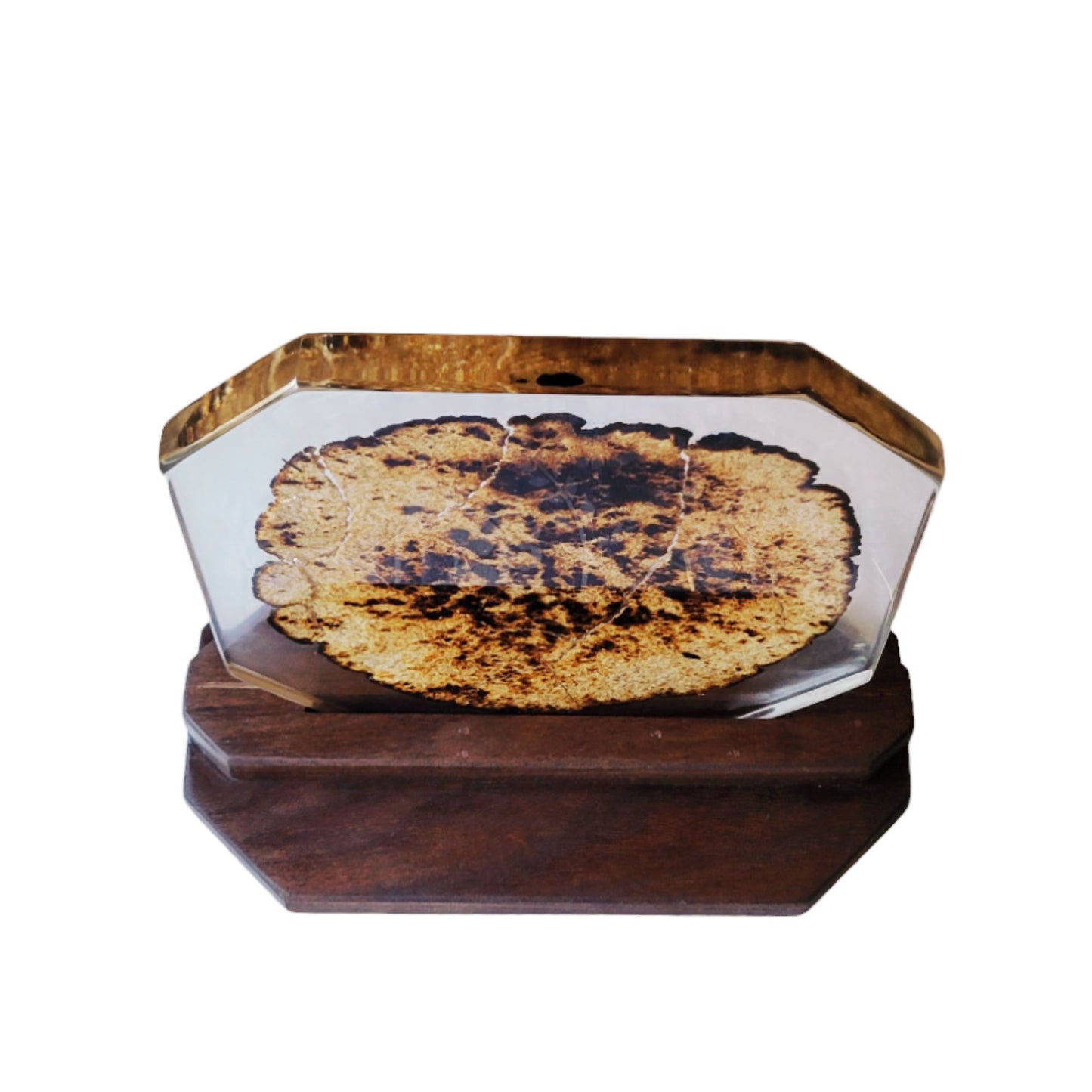 Matza In Clear Epoxy Casting With Black Walnut Base