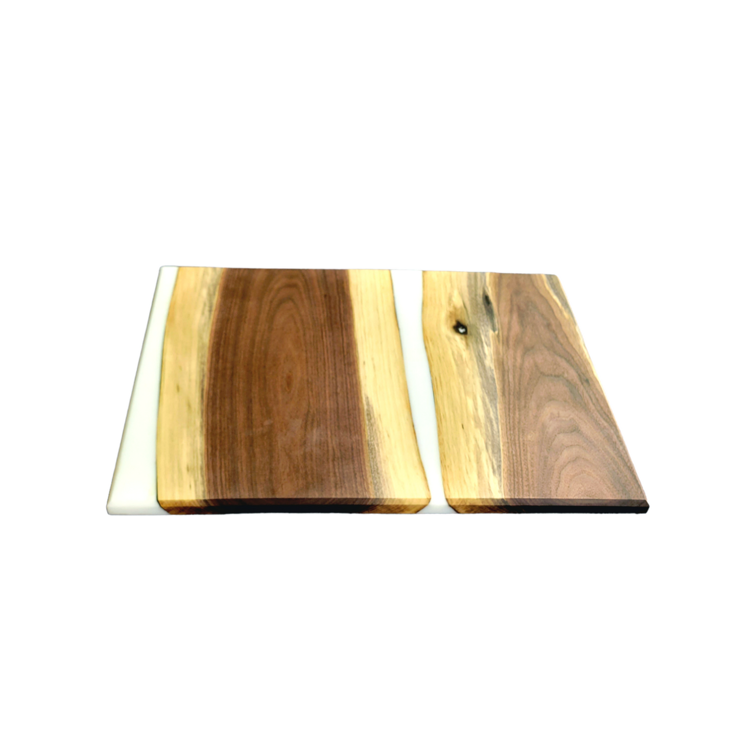 Live edge Walnut And 2 Lines Of Epoxy River Up To Down
