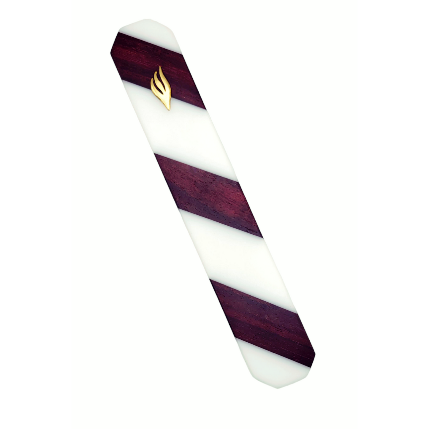 Mezuzah Holder Black Wood  -  White Epoxy