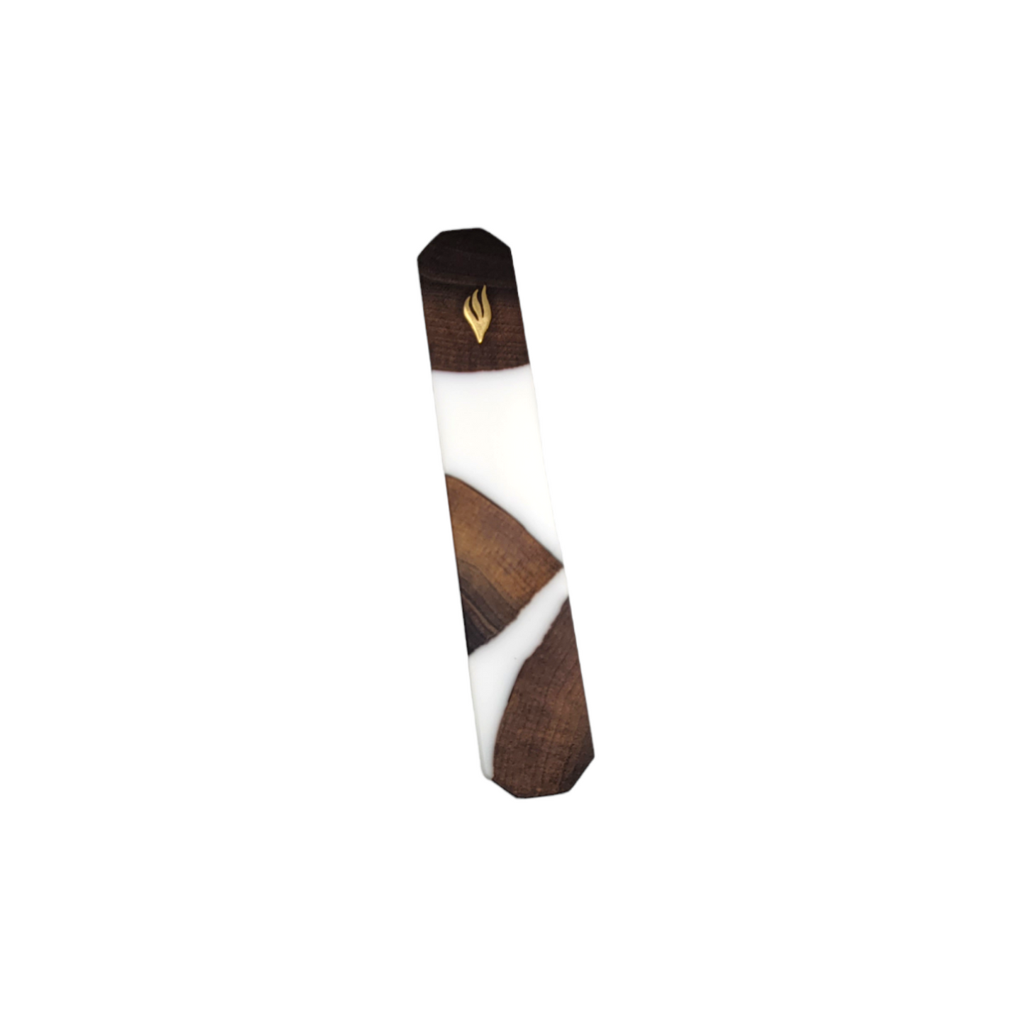 Mezuzah Holder Pieces of  Wood And White Epoxy