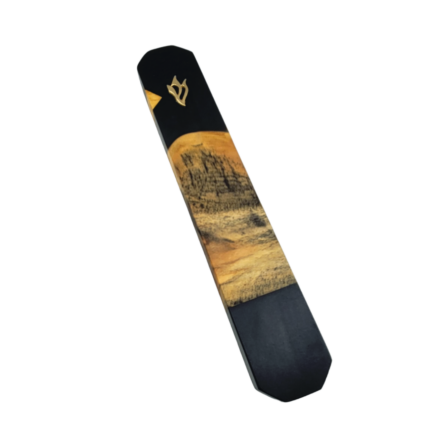 Mezuzah Holder Rustic Wood And Black Epoxy