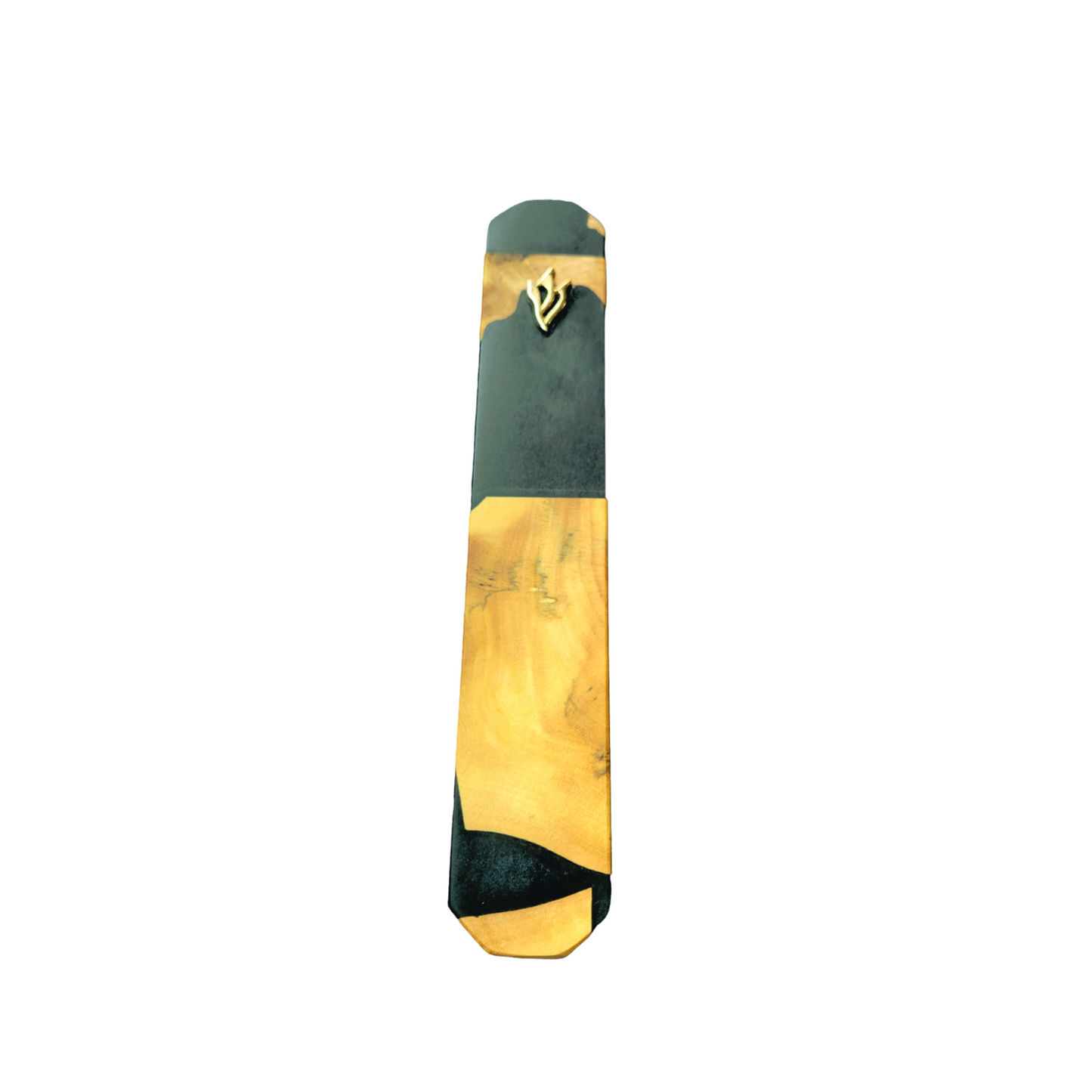 Mezuzah Holder Rustic Wood And Black Epoxy