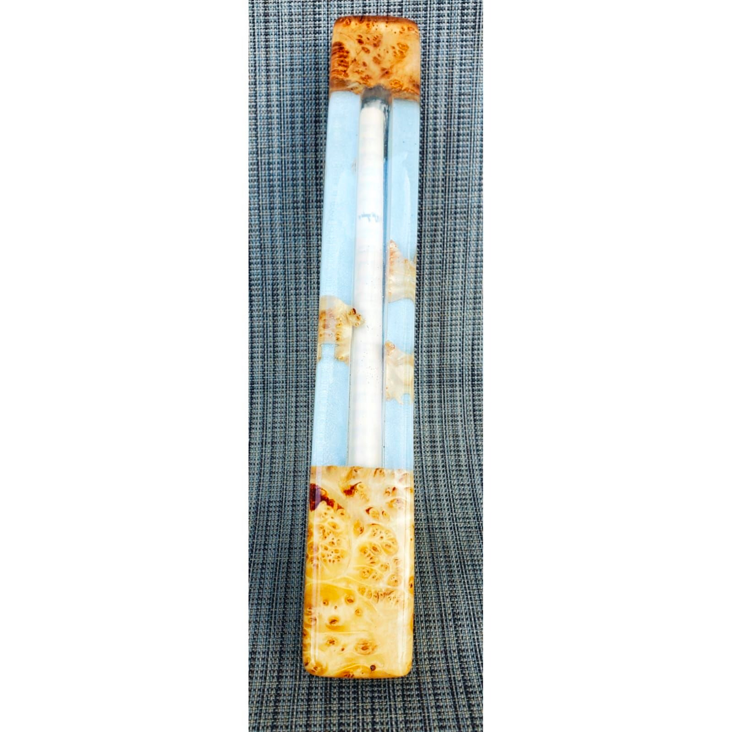 Burl wood - Clear Epoxy  - White/Blue background