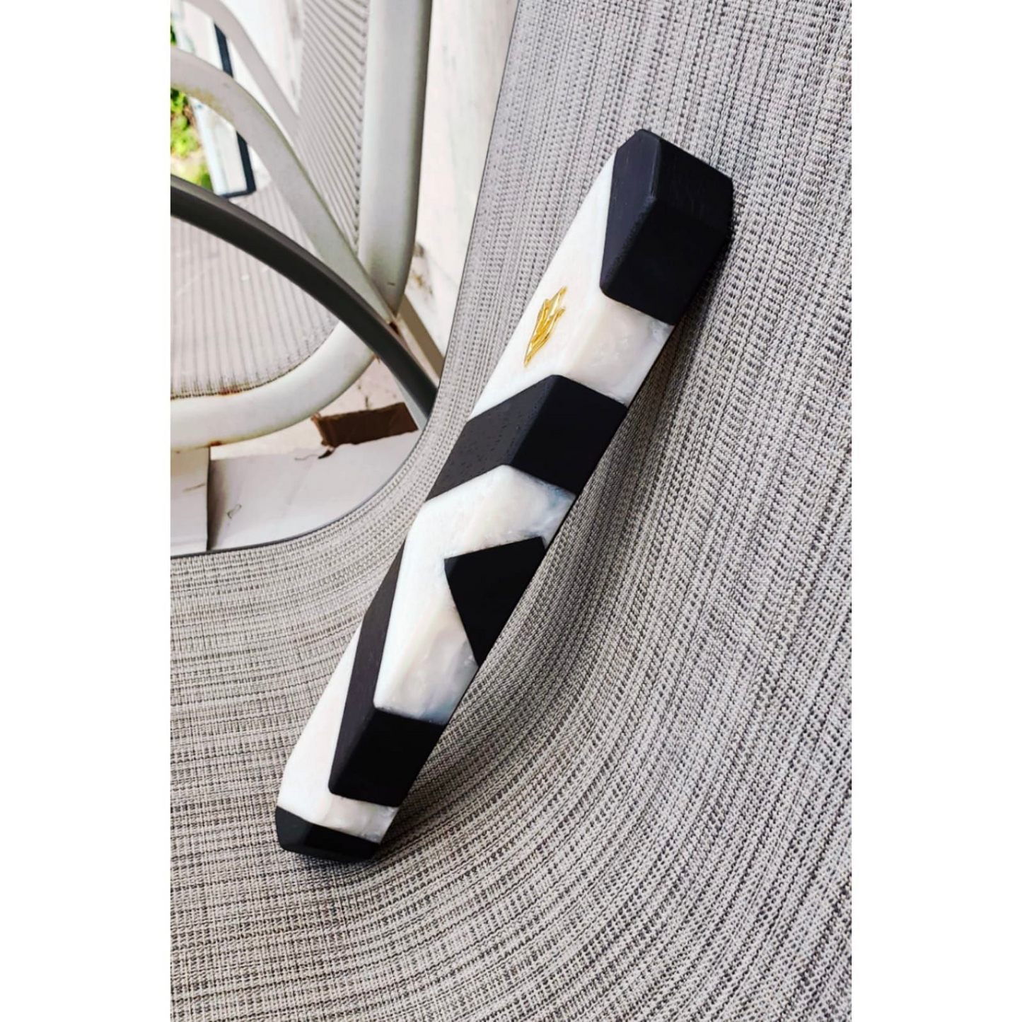 Mezuzah Holder Black Wood  -  White Epoxy