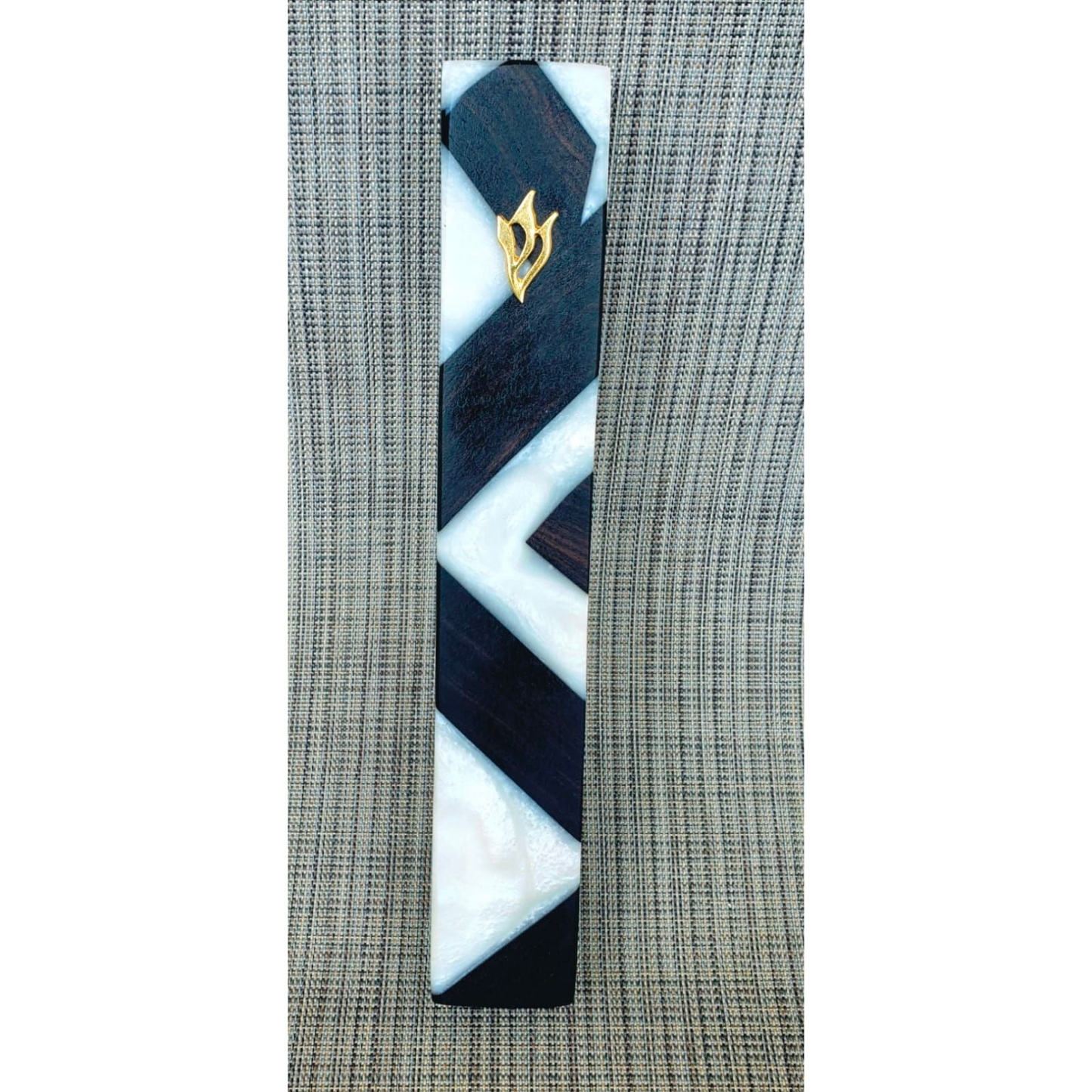 Mezuzah Holder Black Wood  -  White Epoxy