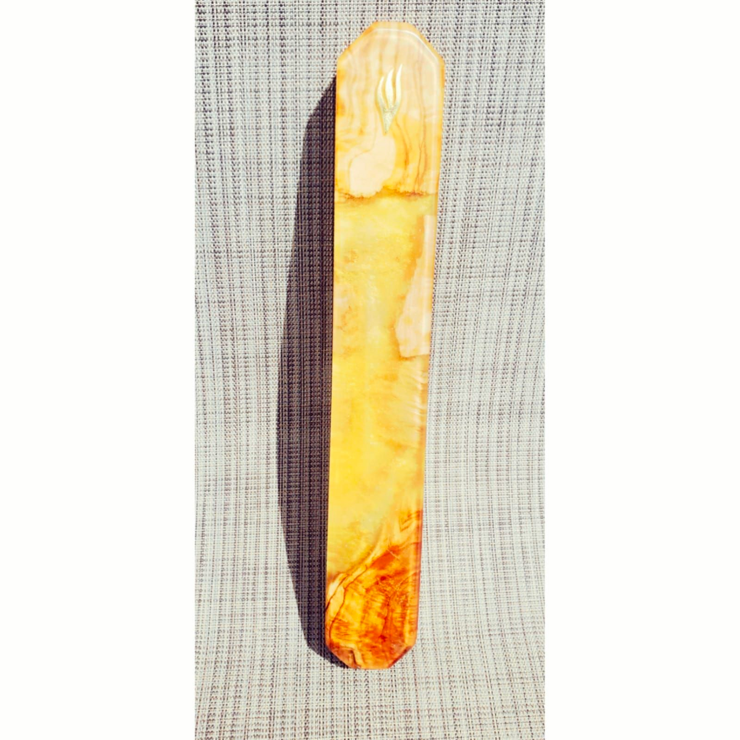 Mezuzah Holder Olive Wood Gold Yellow Epoxy