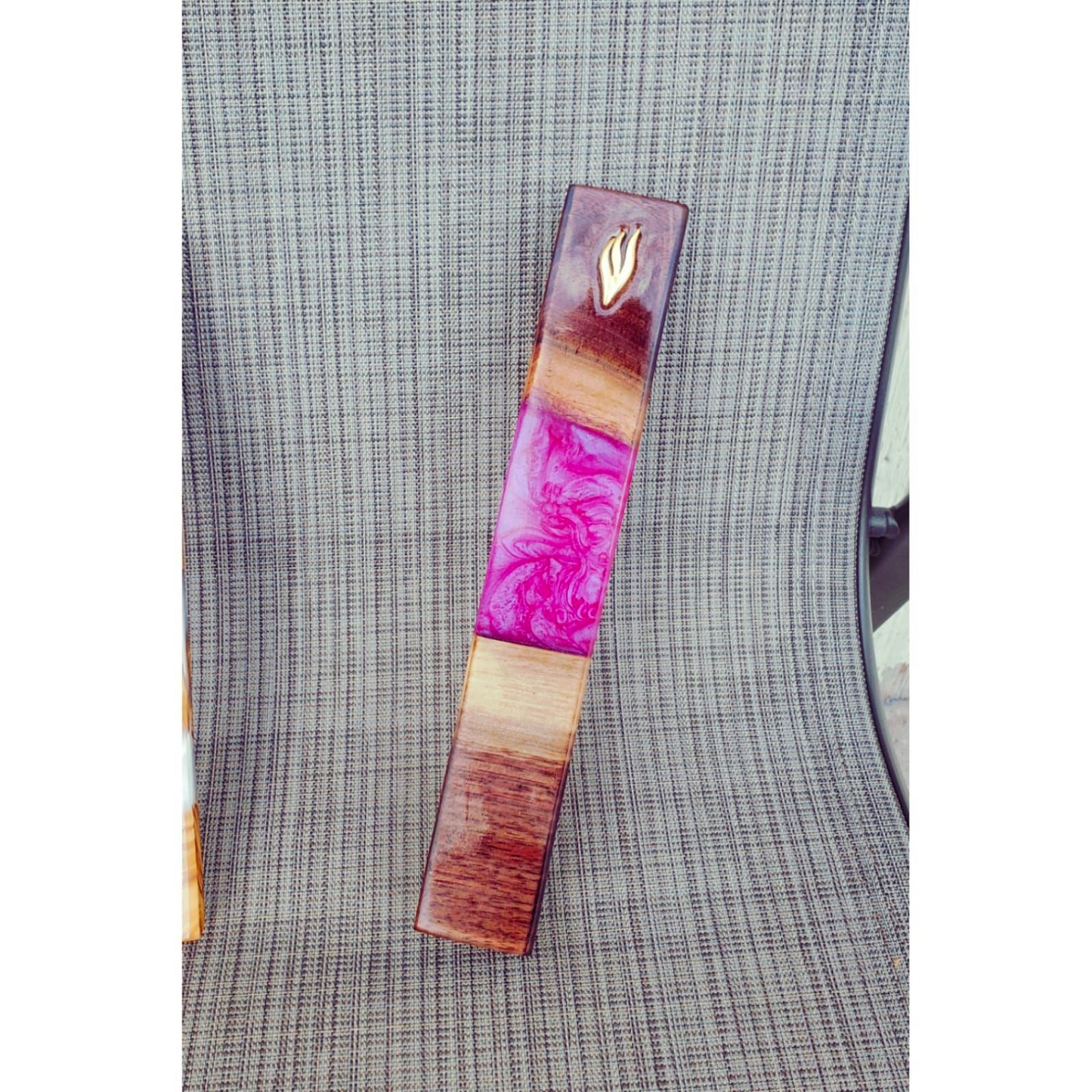 Mezuzah Holder Walnut -  Pink Purple