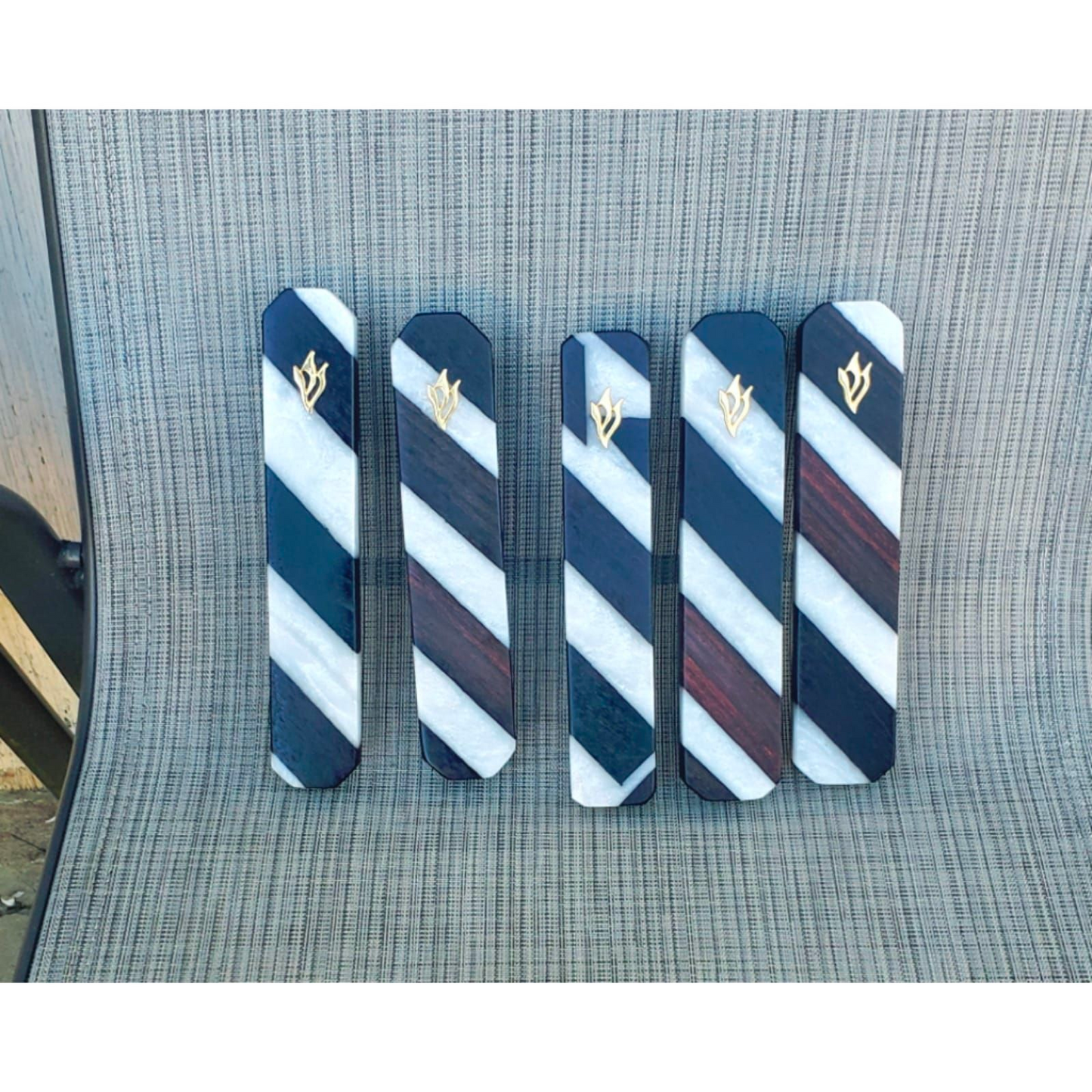Mezuzah Holder Black Wood  -  White Epoxy