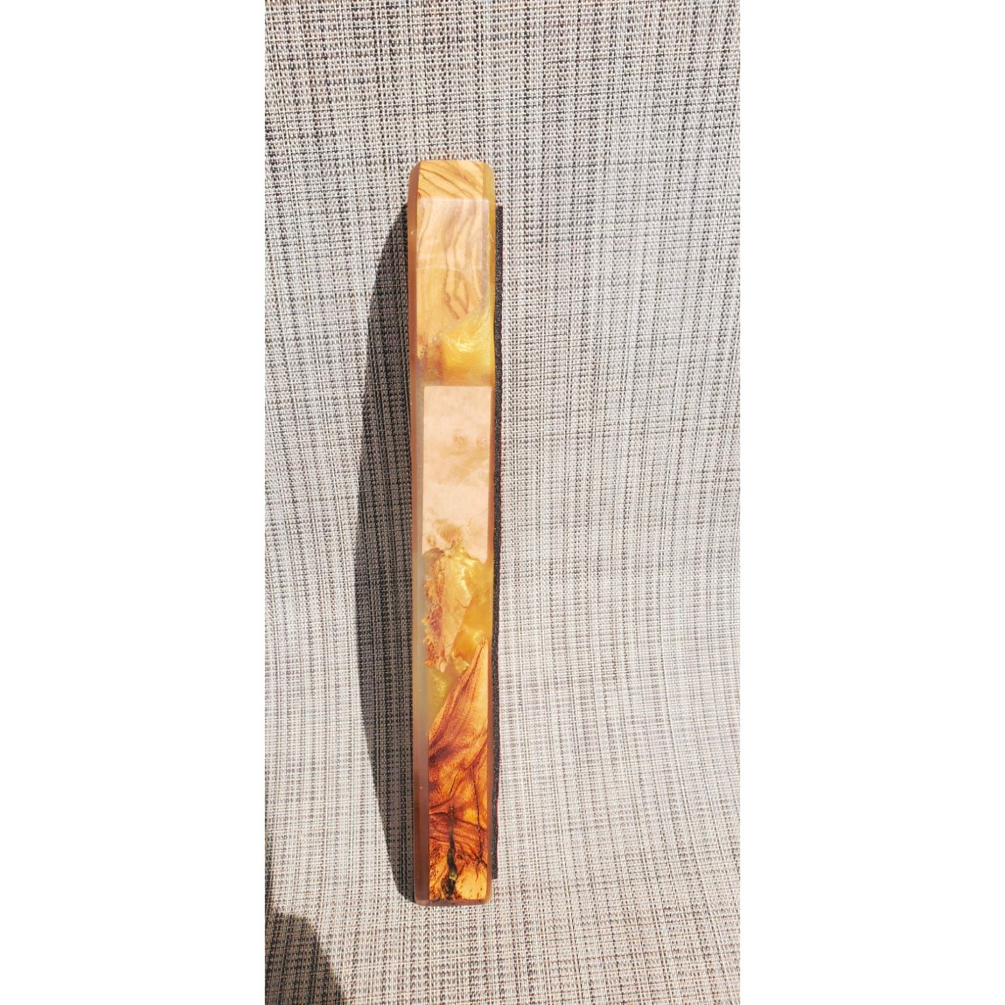 Mezuzah Holder Olive Wood Gold Yellow Epoxy