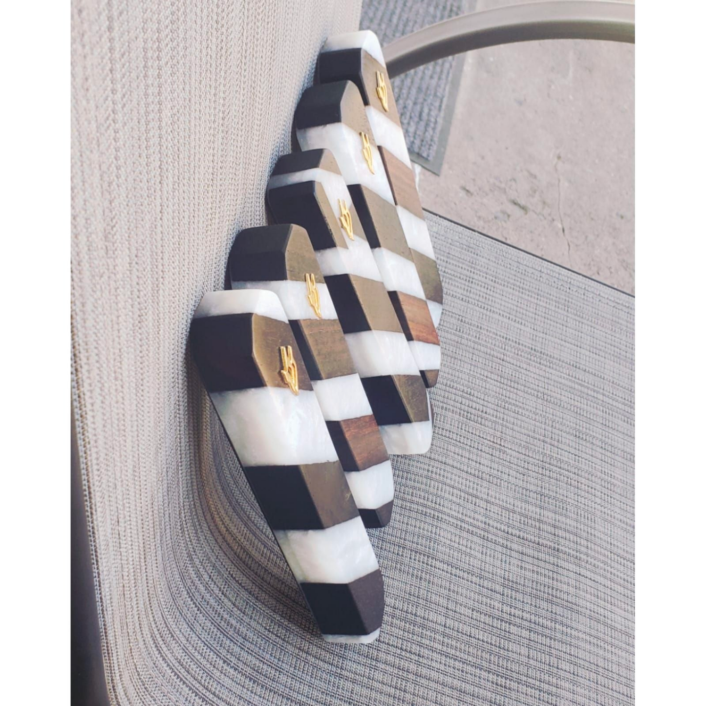 Mezuzah Holder Black Wood  -  White Epoxy