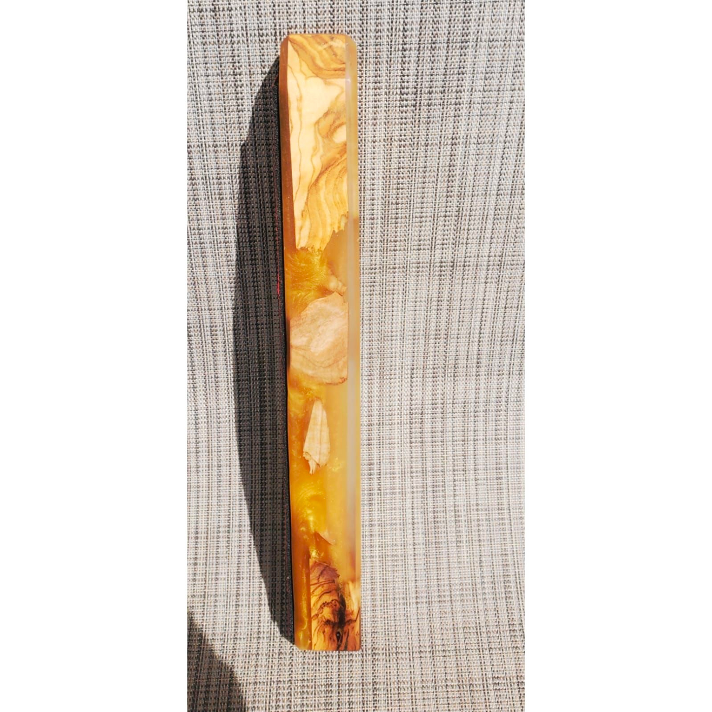 Mezuzah Holder Olive Wood Gold Yellow Epoxy