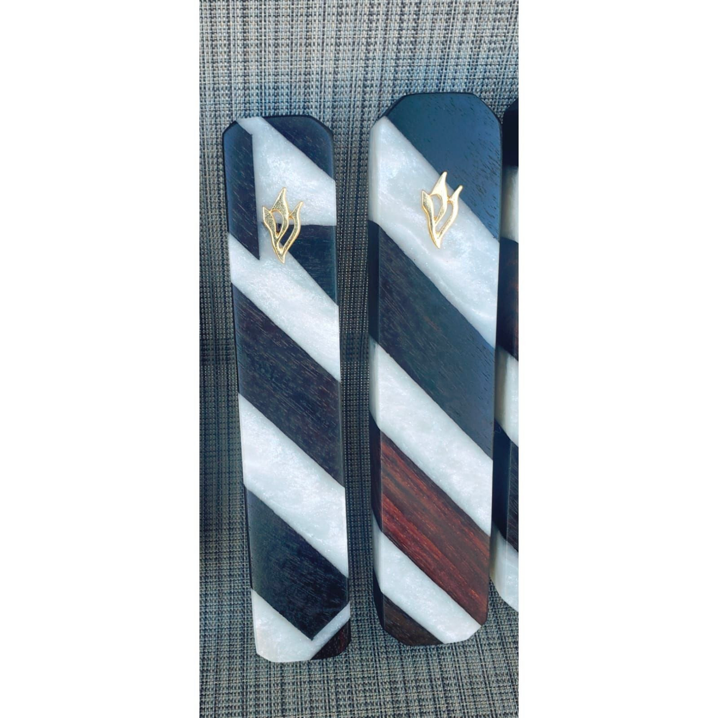 Mezuzah Holder Black Wood  -  White Epoxy