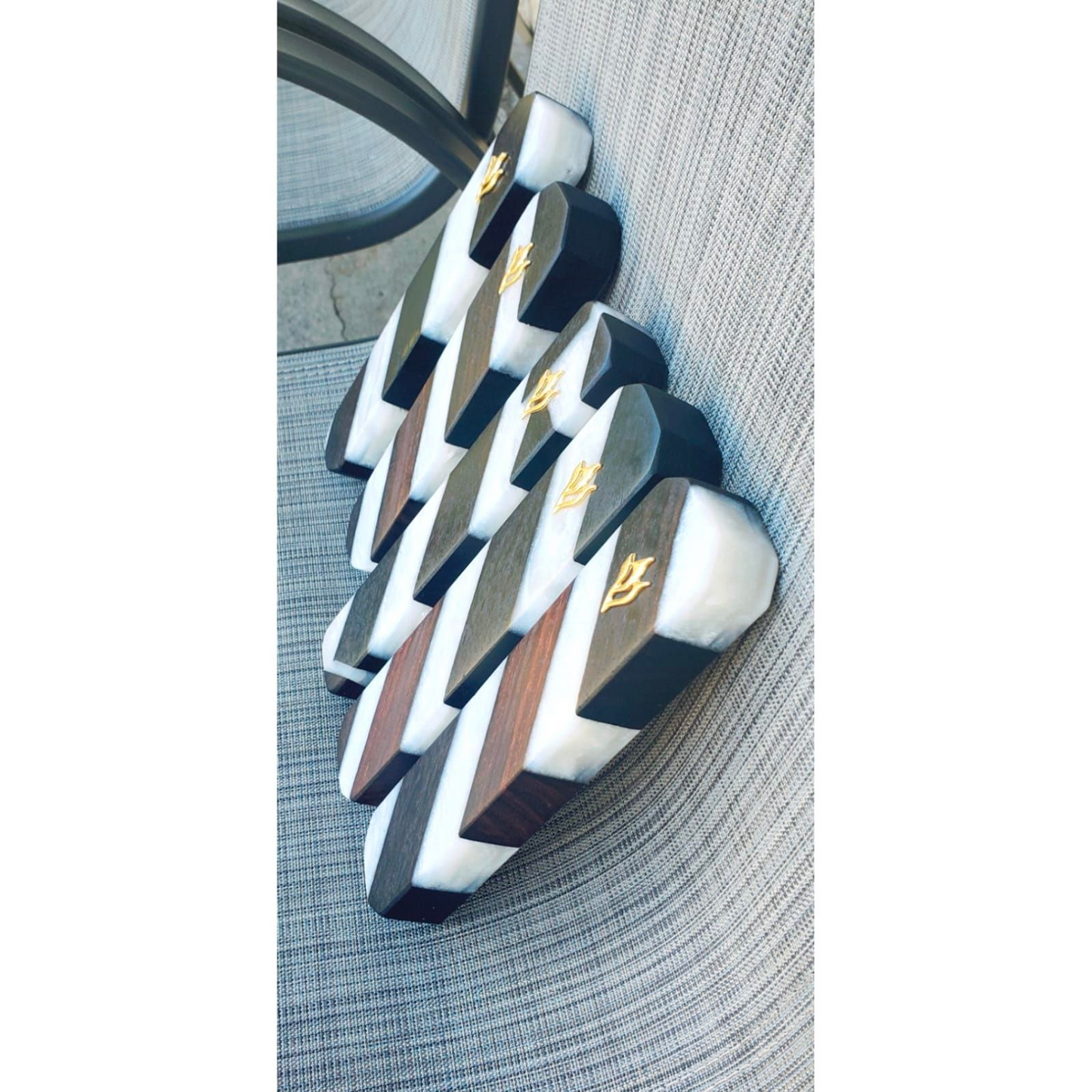 Mezuzah Holder Black Wood  -  White Epoxy