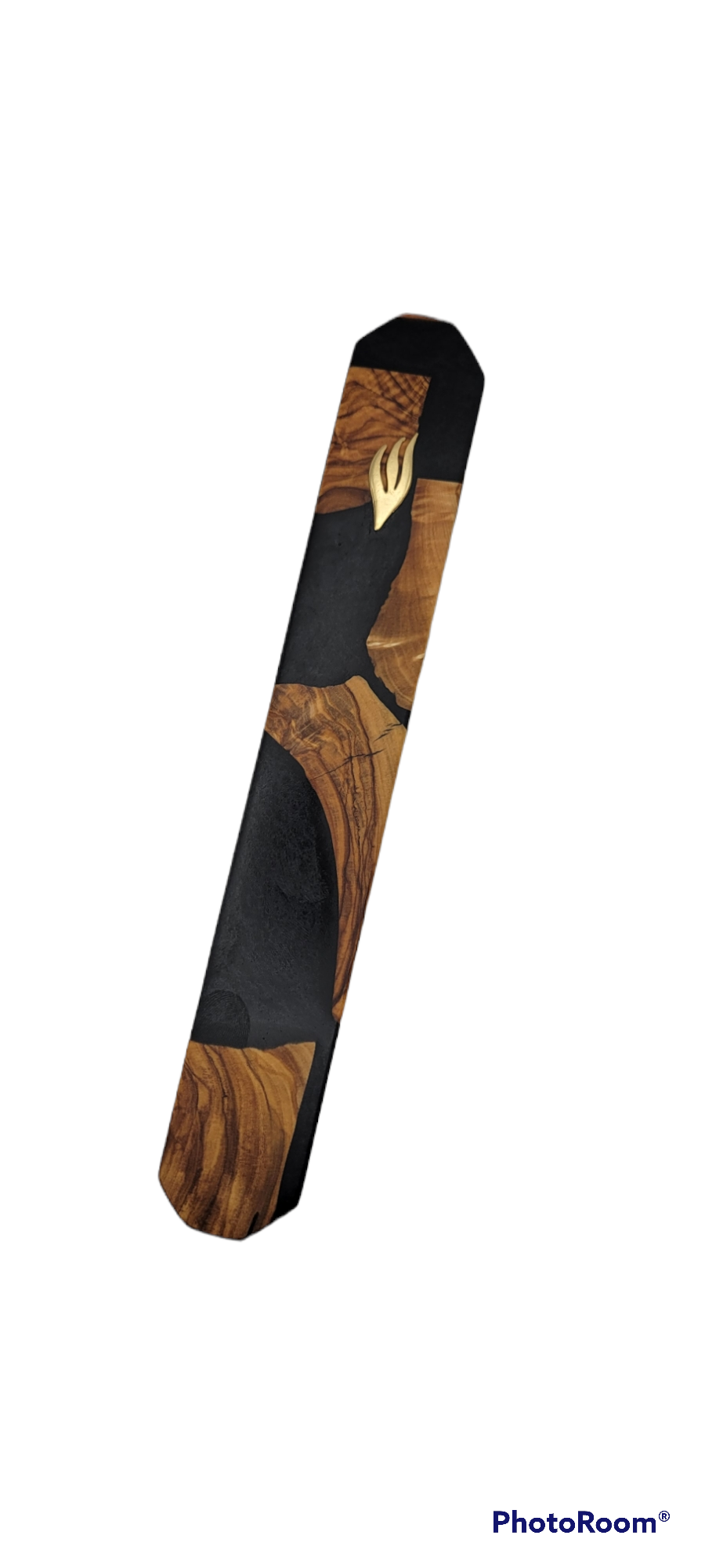 Mezuzah Holder pieces of olive wood With Black Epoxy