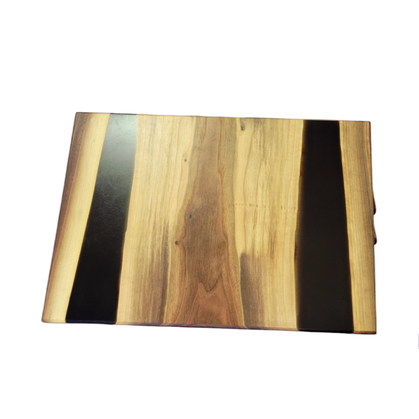 Live edge Walnut And 2 Lines Of Epoxy River Up To Down