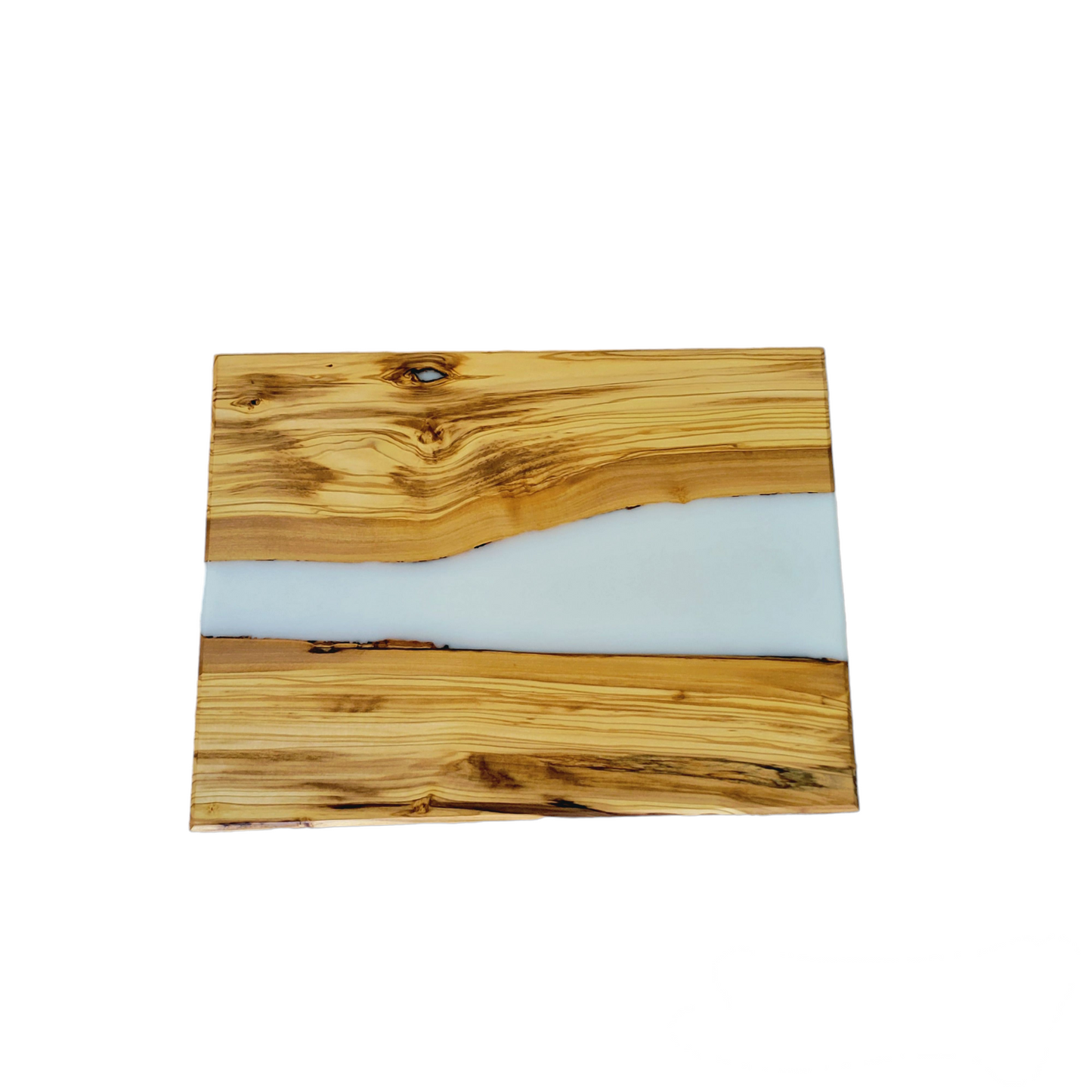 Cutting Board Olive Wood slice And White Epoxy