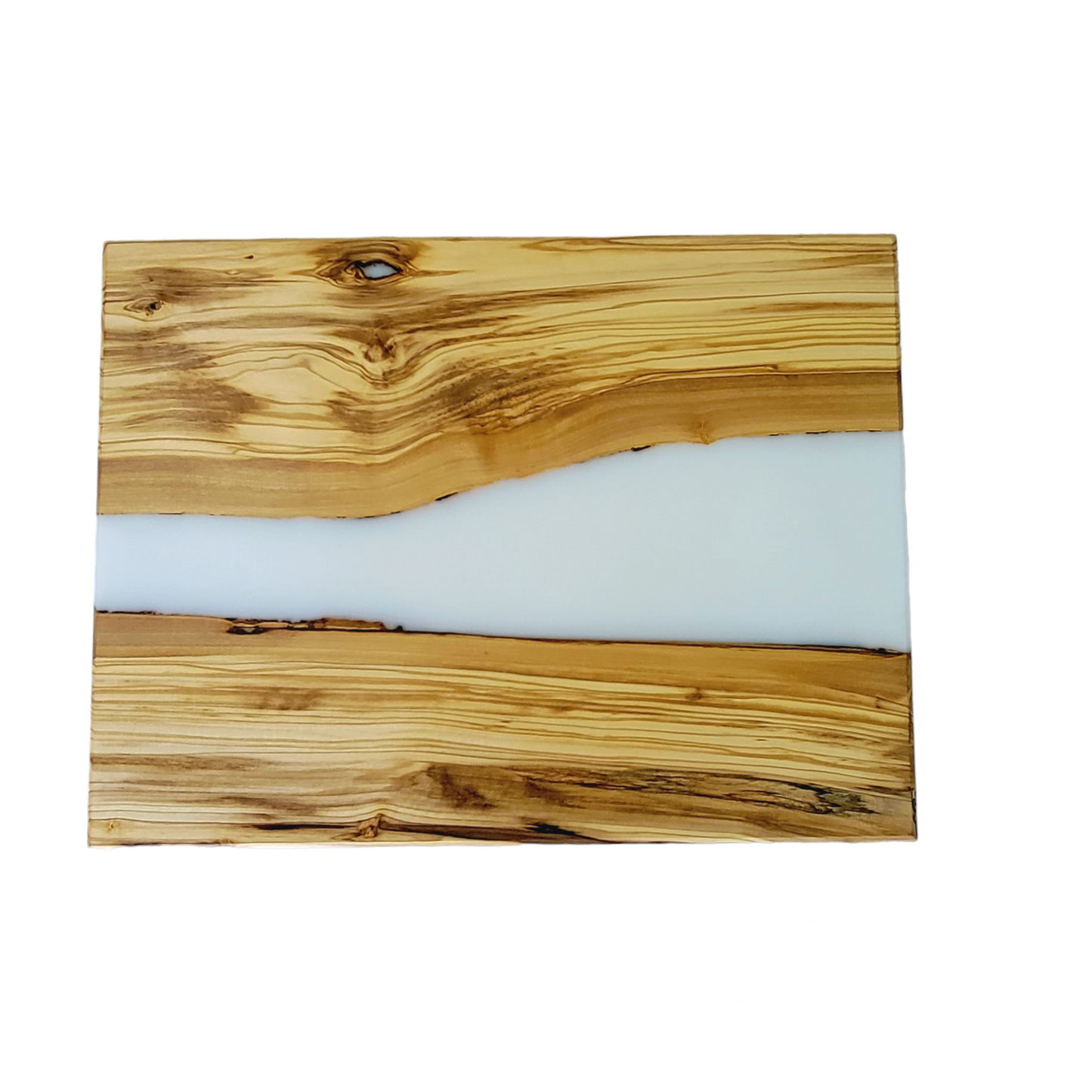 Cutting Board Olive Wood slice And White Epoxy