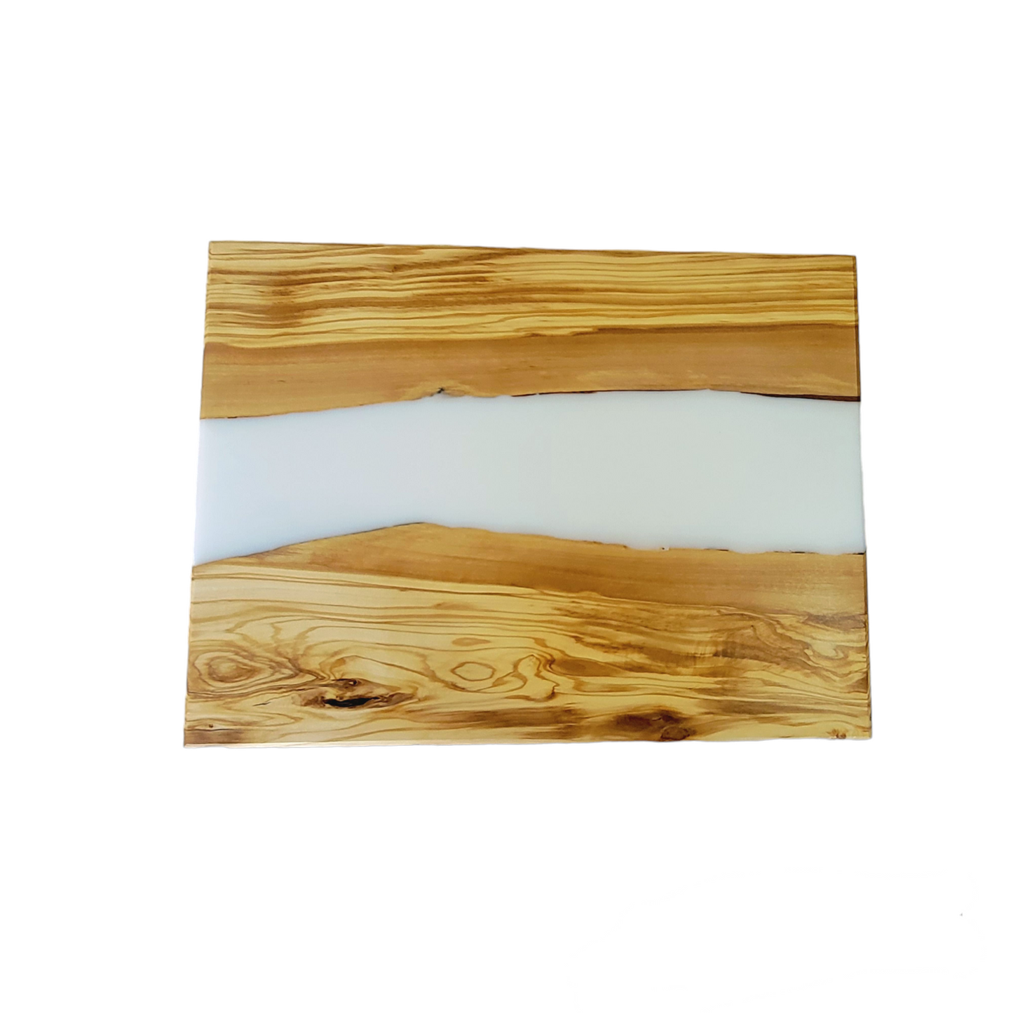 Cutting Board Olive Wood slice And White Epoxy