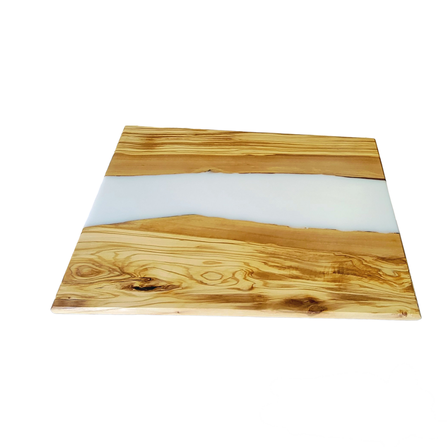 Cutting Board Olive Wood slice And White Epoxy