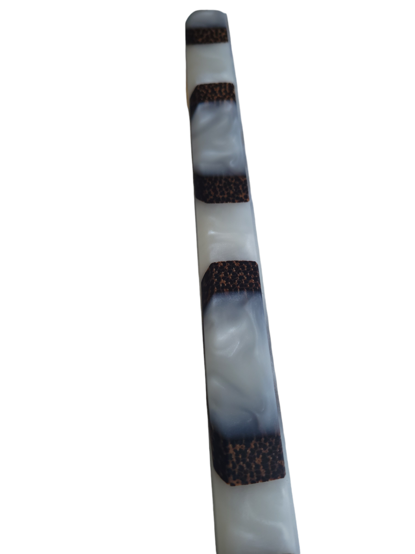 Medium Size Custom Design Mezuzah Holder Black Palm - White Epoxy