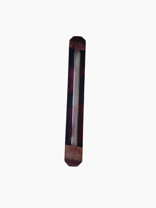 Mezuzah Holder Purple Heard Black and Clear Epoxy