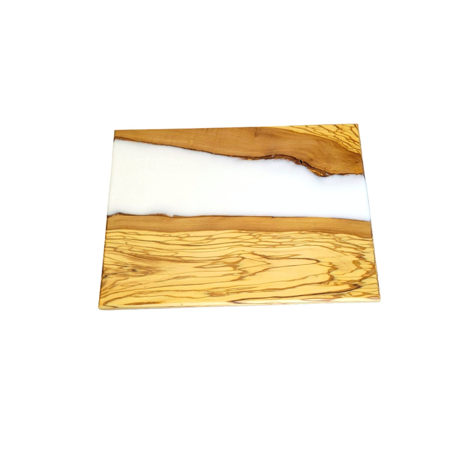 Cutting Board Olive Wood slice And White Epoxy