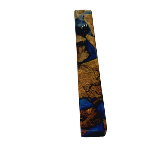 Mezuzah Holder Rustic Wood And Dark Blue Epoxy
