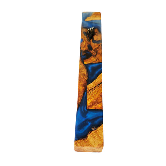 Mezuzah Holder Rustic Wood And Dark Blue Epoxy