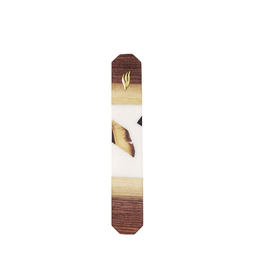 Mezuzah Holder Pieces of Walnut Wood With White Epoxy