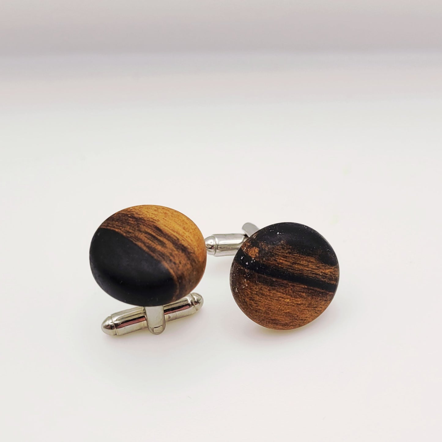 Cufflinks Black And White Ebony Exotic Wood