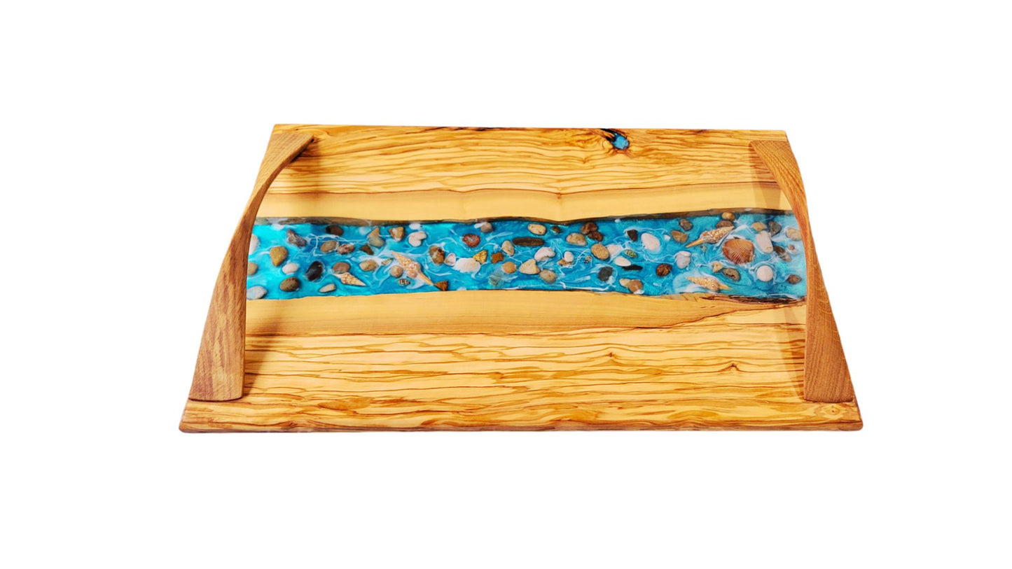 Tray Olive Wood Epoxy River (custom-made anything inside) Clear Epoxy