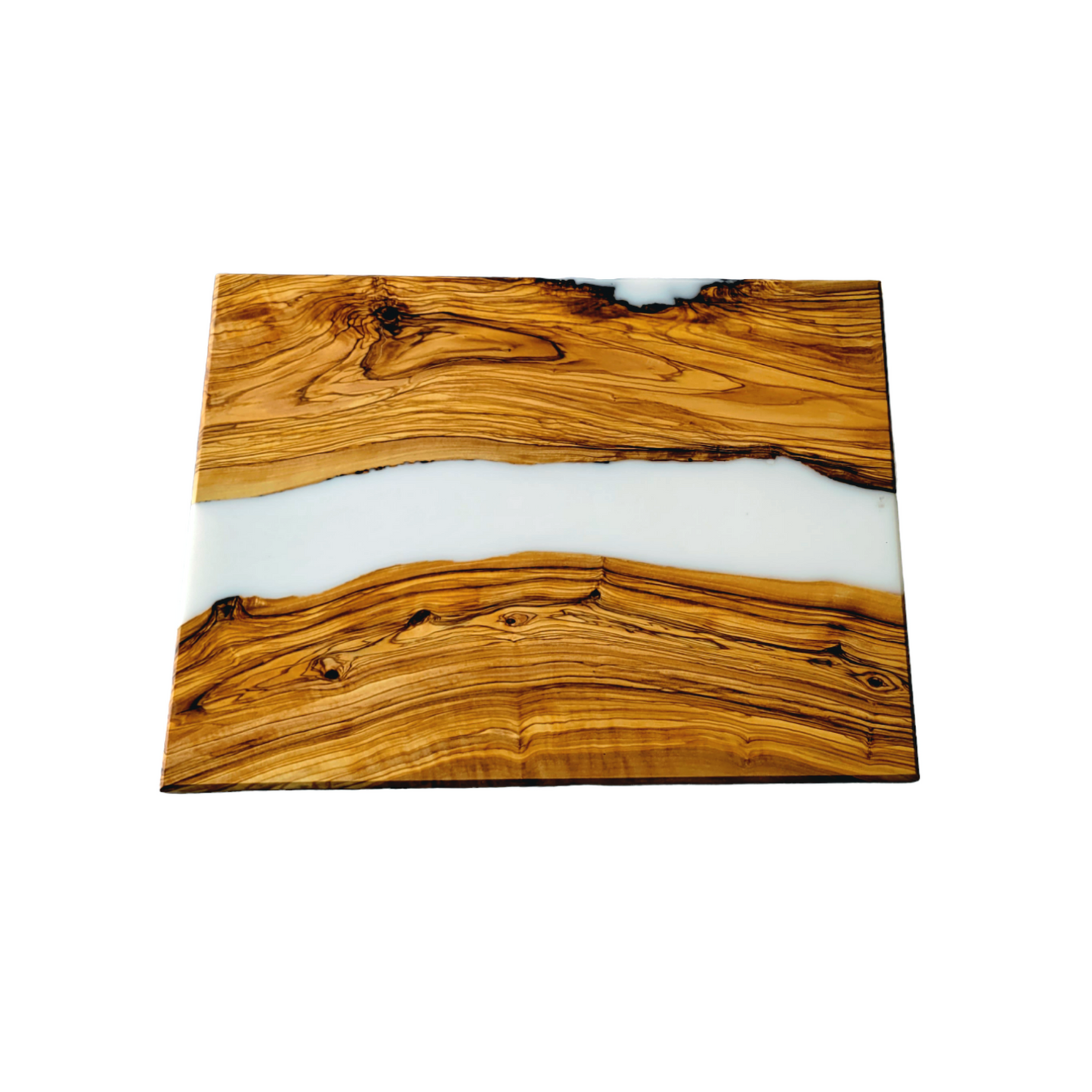 Cutting Board Olive Wood slice And White Epoxy