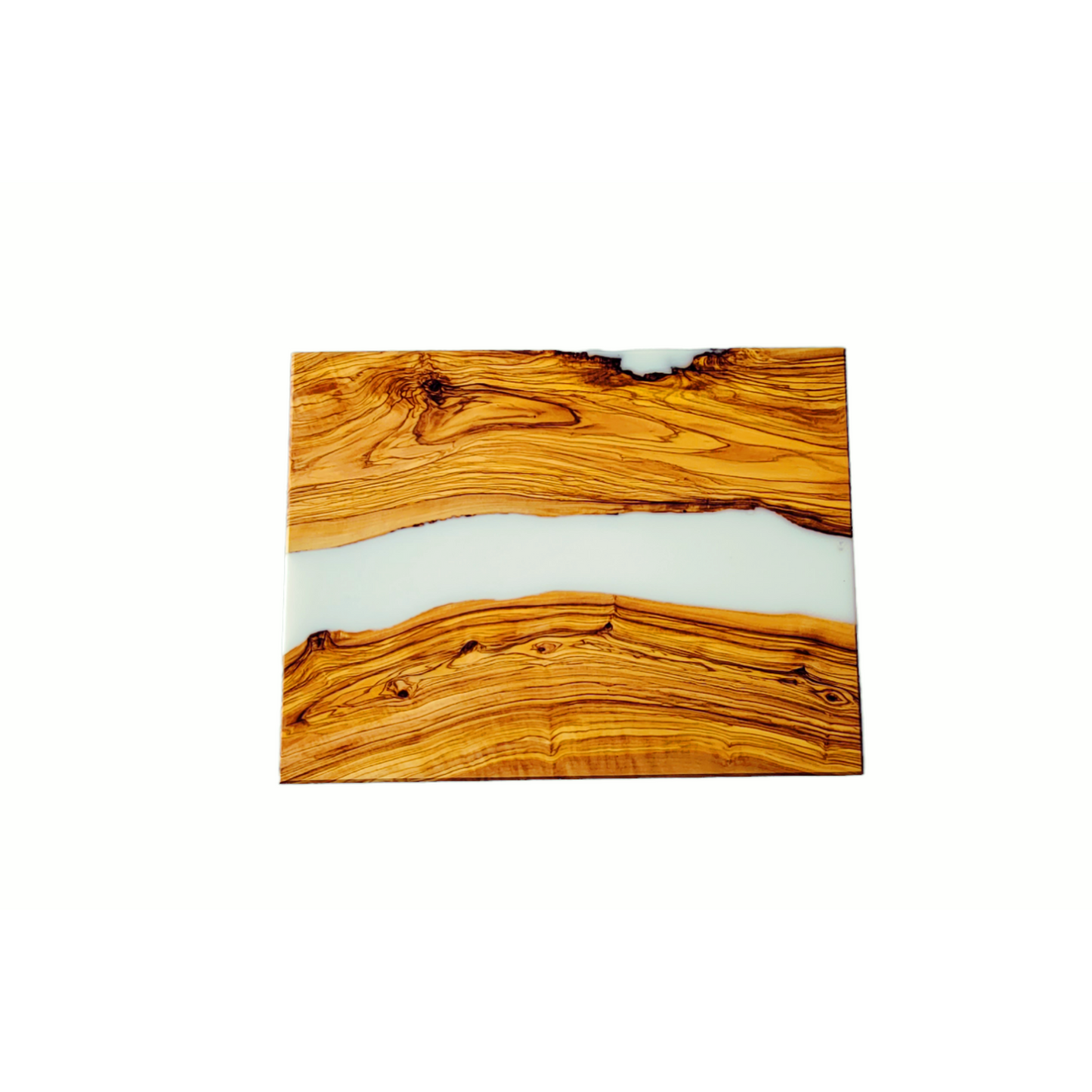 Cutting Board Olive Wood slice And White Epoxy