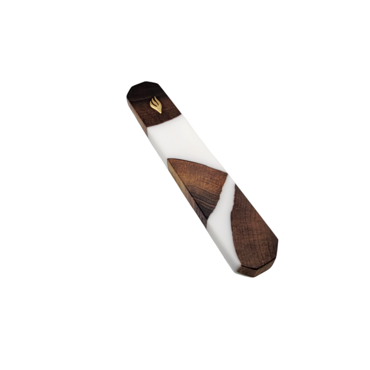 Mezuzah Holder Pieces of  Wood And White Epoxy