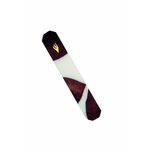 Mezuzah Holder Pieces of  Wood And White Epoxy