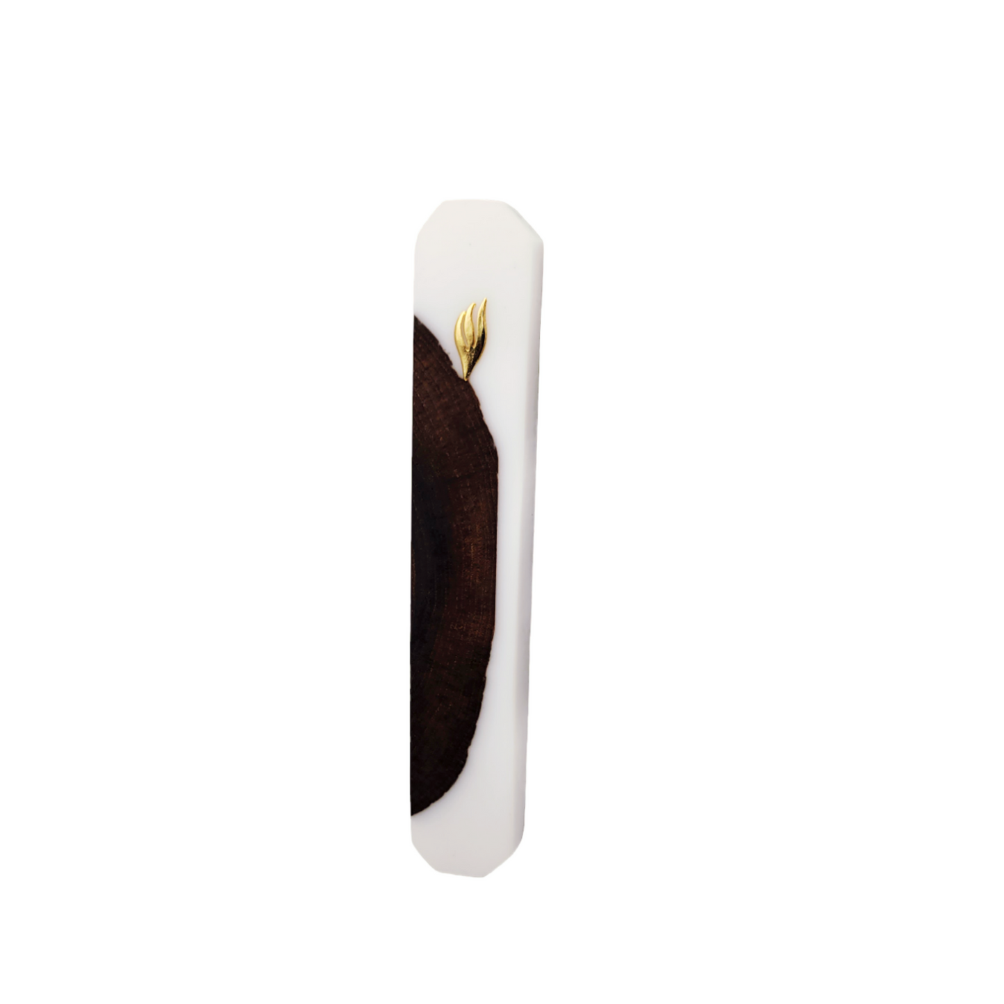 Mezuzah Holder Pieces of  Wood And White Epoxy
