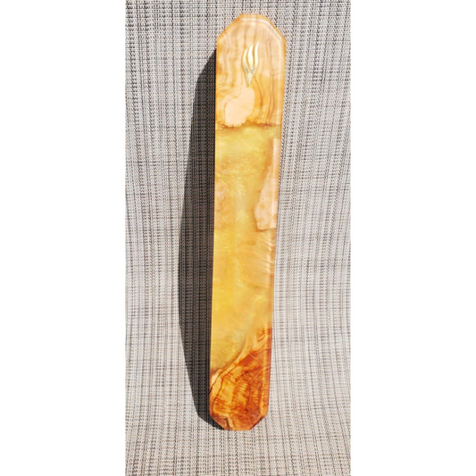 Mezuzah Holder Olive Wood Gold Yellow Epoxy