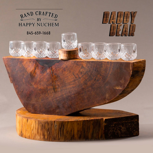 Rustic Wooden Menorah âCrystal Glasses Includedâ