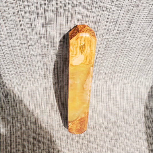 Mezuzah Holder Olive Wood Gold Yellow Epoxy