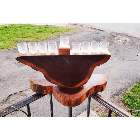 Rustic Wooden Menorah âCrystal Glasses Includedâ
